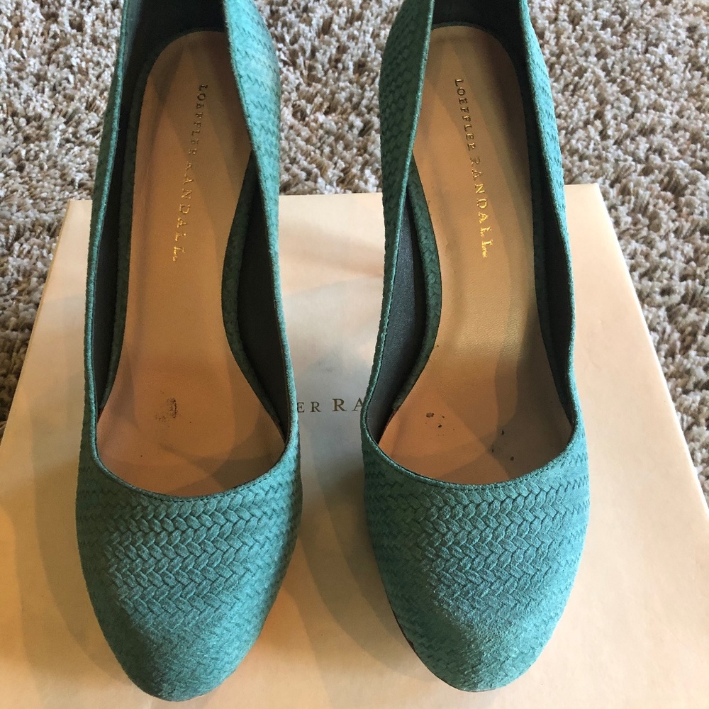 Loeffler Randall Esther green suede pumps